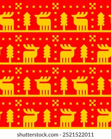 Deer ethnographic pattern seamless. Elk ethnographical background. texture Northern peoples and cultures