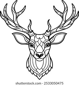 Deer Face with Antlers Decorated in Mandala Patterns | Elegant Animal Mandala Art

