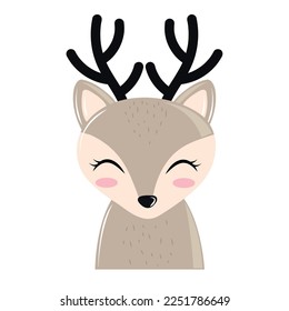 deer face cartoon icon isolated