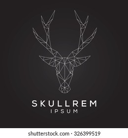 Deer face emblem template for business. Abstract deer head with grid lines. Vector illustration.