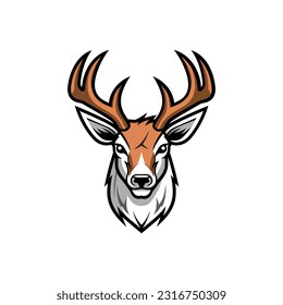 Deer face head, esports style logo, symbol, vector illustration template, isolated on white background