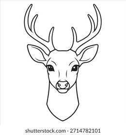 Dibujo para colorear de la línea de Vector de la ilustración de la cara del venado