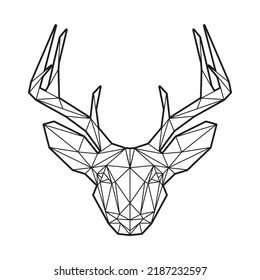 Deer face in line draw lowpoly style, perfect for tshirt and logo design