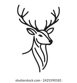 Deer face sketch hand drawn in doodle style illustration