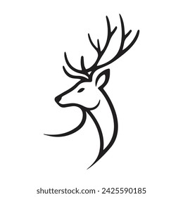 Deer face sketch hand drawn in doodle style illustration