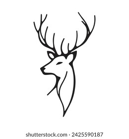 Hirschgesicht Skizze Hand gezeichnet in Doodle Stil Illustration