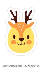 Deer Face Sticker Vector Illustration