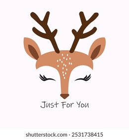 Deer face vector drawing and art