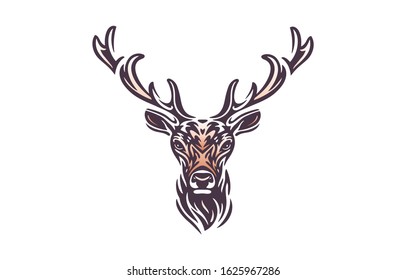 Deer face vector logo on white background