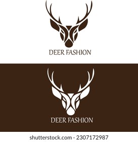 Deer fashion logo with in vector file.  Deer fashion icon design. Deer fashion initial alphabet logo design. Brown logo design. Deer fashion in vector file.