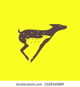 deer and fawn jump wildlife savanna modern minimal mascot logo vector icon illustration