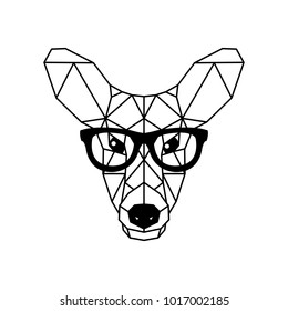 Deer female in glasses. Geometric style. Vector illustration.