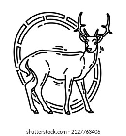 Deer Feng Shui Symbols Part of Chinese New Year Accessories and Feng Shui Symbols Hand Drawn Icon Set Vector.