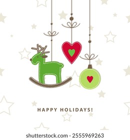 Deer with Festive Ornaments, Happy holidays card.