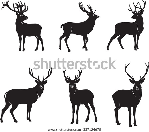 鹿 鹿のフィギュア ベクター画像 イラスト 白黒 シルエット スタンプ のベクター画像素材 ロイヤリティフリー