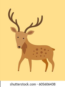 Deer flat icon on the yellow background
