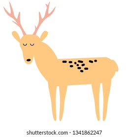 deer flat illustration Wild life plants and animals series