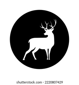 Deer flat line icon. Vector thin sign of reindeer, wild animal. Outline illustration for zoo color editable