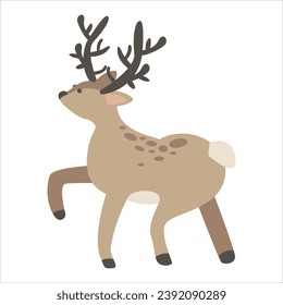 Deer flat style vector illustration on white background, logo mascot suitable for web design banner character
