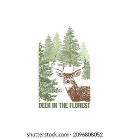 DEER IN THE FLOREST TEMPLATES LOGO VECTOR