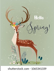 deer with flowers