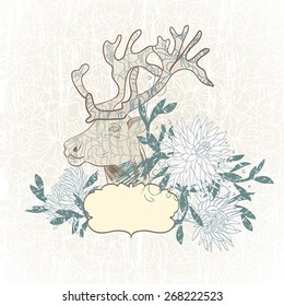 Deer, flowers. 