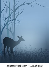 Deer in the fog