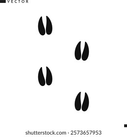 Deer footprint vector. Animal footprint silhouette. Sika deer paw print 