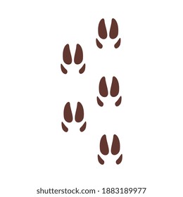 Deer Footprints, Animal Paw Silhouette Flat Vector Illustration