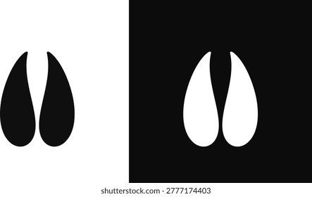 Deer footprints silhouette. Sika deer footprints vector illustration
