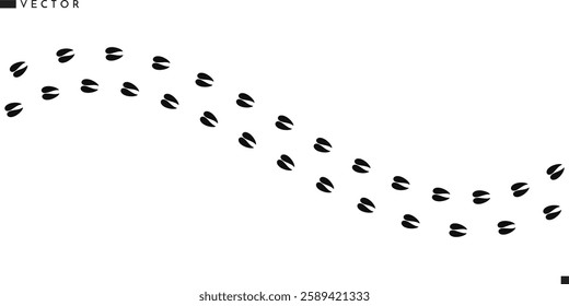 Deer footprints vector illustration. Wild animal track. Sika deer footprints silhouette