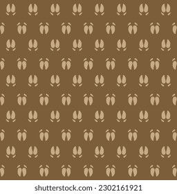 Deer footprints vector pattern on brown background