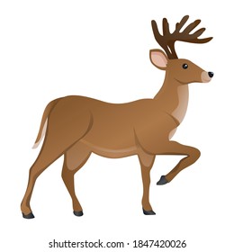 Deer Forest Animal. Mountain Vector Illustration Clip Art. Emoji Design Christmas Icons.