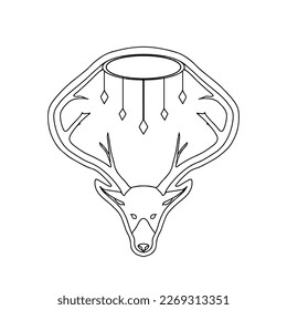 deer forest animal spirit mystical tattoo sketch amulet illustration colored