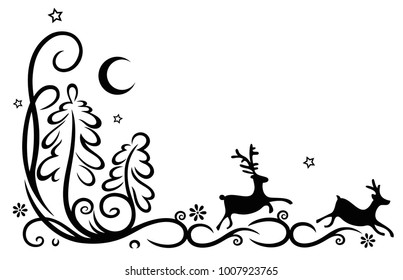 Deer in the forest. Beautiful silhouette. 