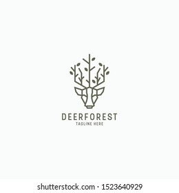 Deer Forest Logo Icon Design Template Vector Illustration
