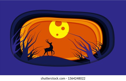 Deer in the forest at night