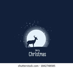 Deer in the forest with snow in winter and christmas vector and pattern digital crafts