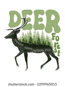 Deer Forest t-shirt design, deer t-shirt design