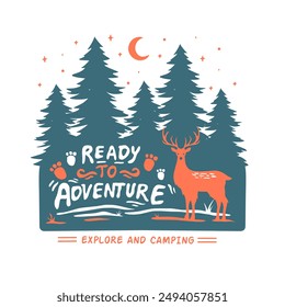 deer in the forest.vector illustration of outdoor adventure