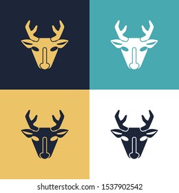 Deer Four Color Minimalist Icon Logo Set in Elegant Color