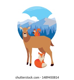 deer fox and squirrel happy autumn season