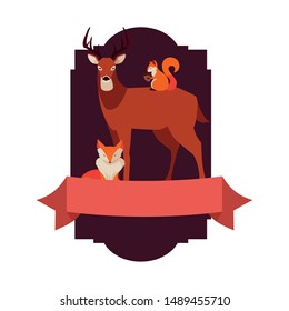 deer fox and squirrel happy autumn season