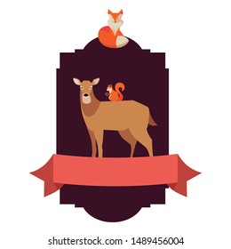 deer fox and squirrel happy autumn season