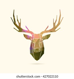 deer frame head, polygon portrait illustration