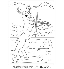 deer funny animal coloring book page for kids or grown adults coloring book mindful relaxation activity