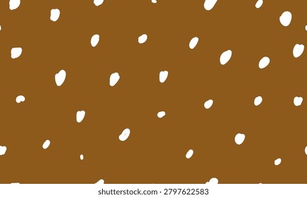Deer fur texture with white spots. Forest animal skin pattern in brown tones. Seamless background for nature design.