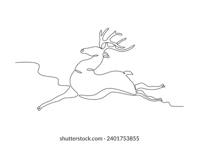 A deer galloped with its long legs. Deer one-line drawing
