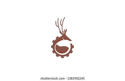 deer and gear logo vector icon