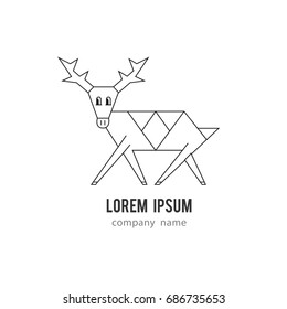 Deer geometric linear icon for company, school, sticker, shop, clothes.